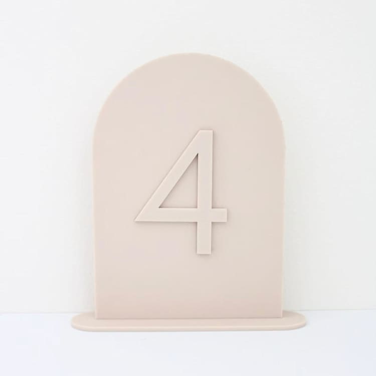 "Sand Arch Table Numbers" - Table Numbers in beige by Haven Print Co.