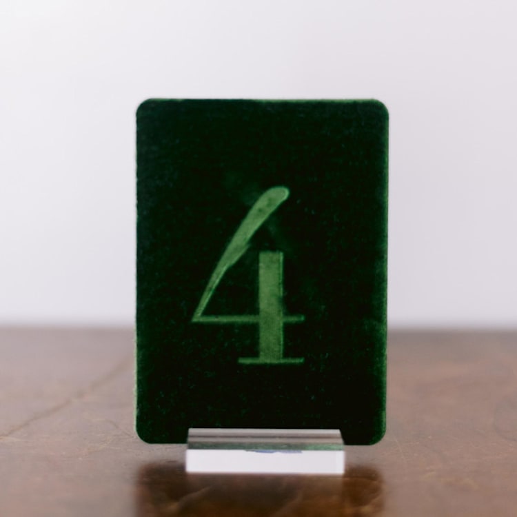 "Double Sided Table Number - Small Rectangle - Emerald" - Table Numbers in green by Velvet Raptor
