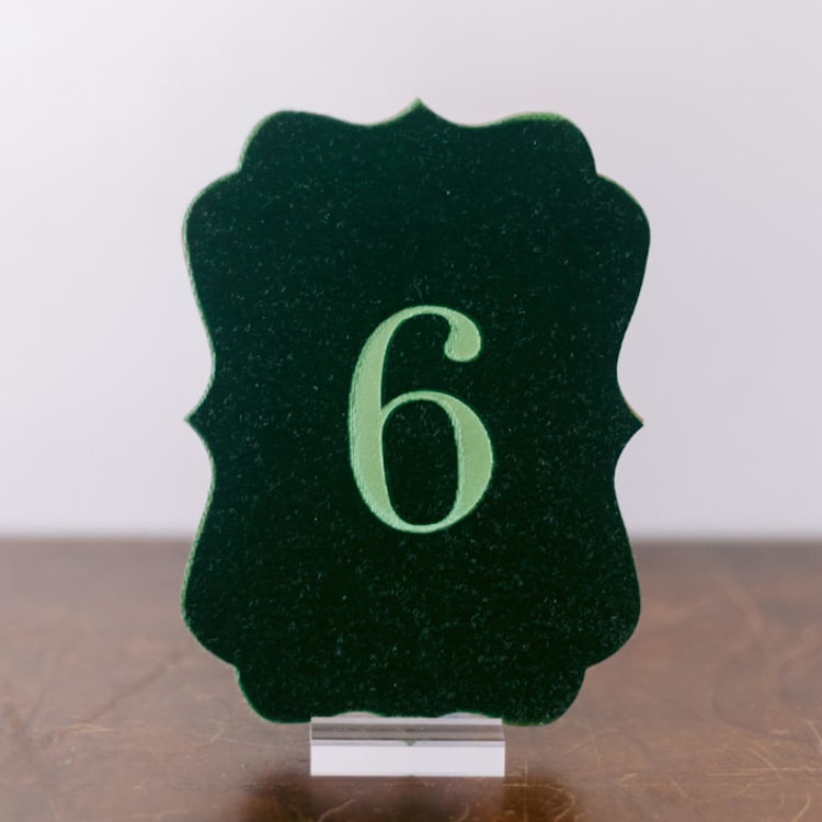 "Double Sided Table Number - Scroll - Emerald" - Table Numbers in green by Velvet Raptor