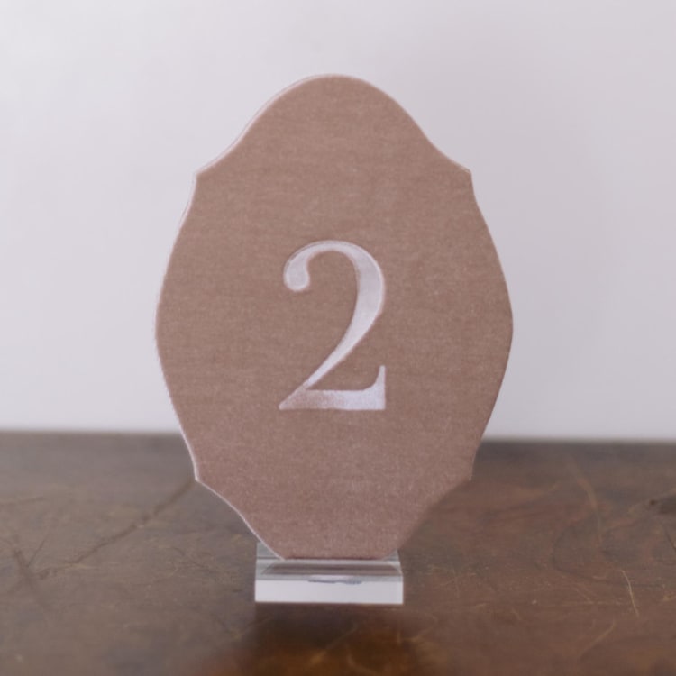 "Double Sided Table Number - Oval - Mushroom" - Table Numbers in beige by Velvet Raptor