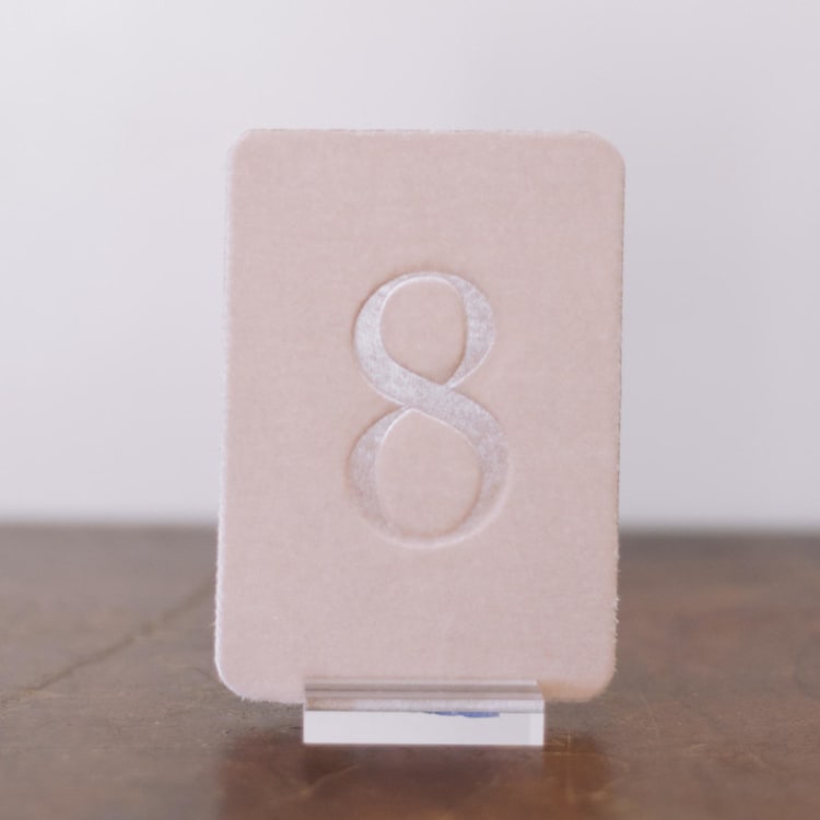 "Double Sided Table Number - Small Rectangle - Blush" - Table Numbers in pink by Velvet Raptor
