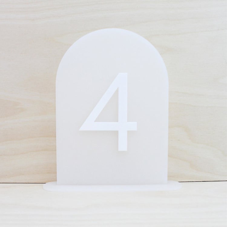 "Frosted Arch Table Numbers Set • 1-10" - Table Numbers in white by Haven Print Co.