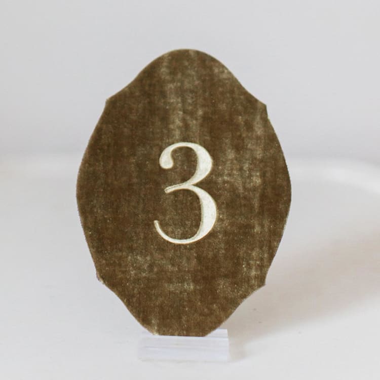 "Gold Oval Table Number" - Table Numbers in gold by Velvet Raptor