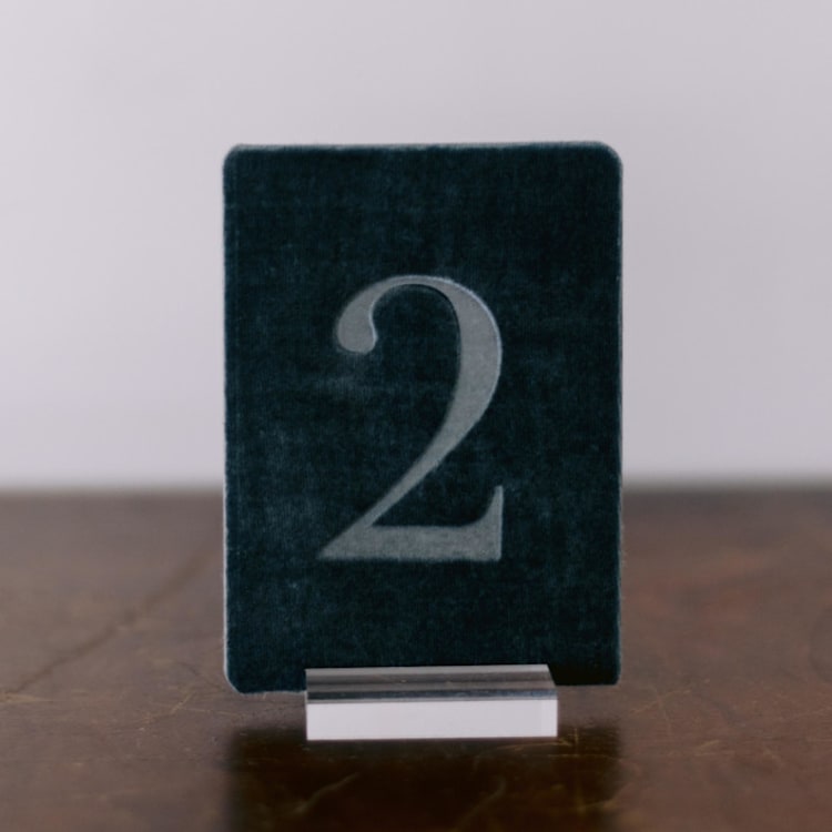 "Double Sided Table Number - Small Rectangle - Tourmaline" - Table Numbers in blue by Velvet Raptor