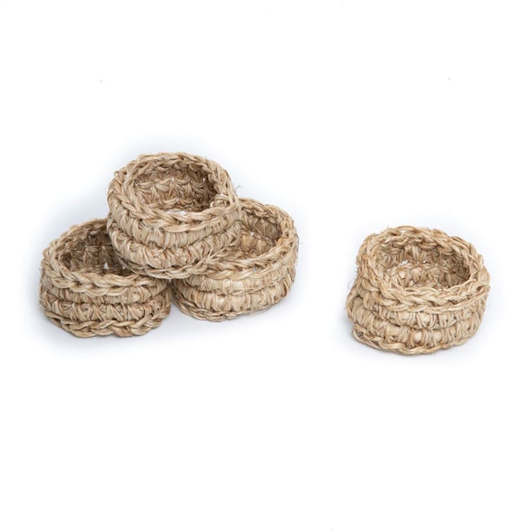 "Fique Spiral Napkin Rings - Set of 4" - Napkin Rings in beige by Powered By People