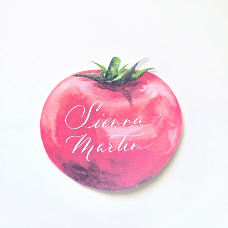 "Watercolor Tomato Place Cards-Personalized Set of 10" - Place and Escort Cards in red by Inkspiringletters