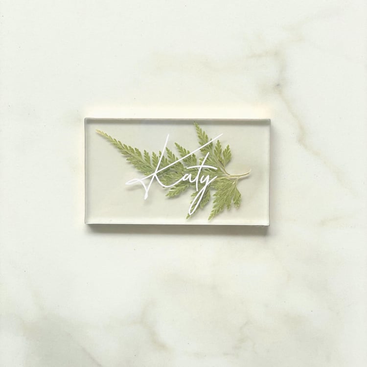 "Custom Fern Place Cards" - Place and Escort Cards in white by Jasmine Jhunjhnuwala