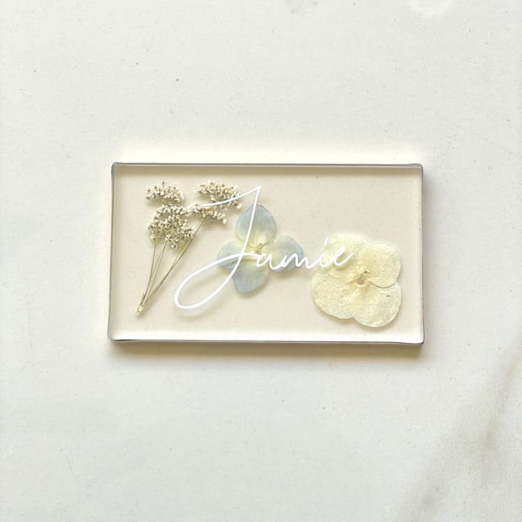 "Custom Floral Blue Place Cards" - Place and Escort Cards in copper by Jasmine Jhunjhnuwala