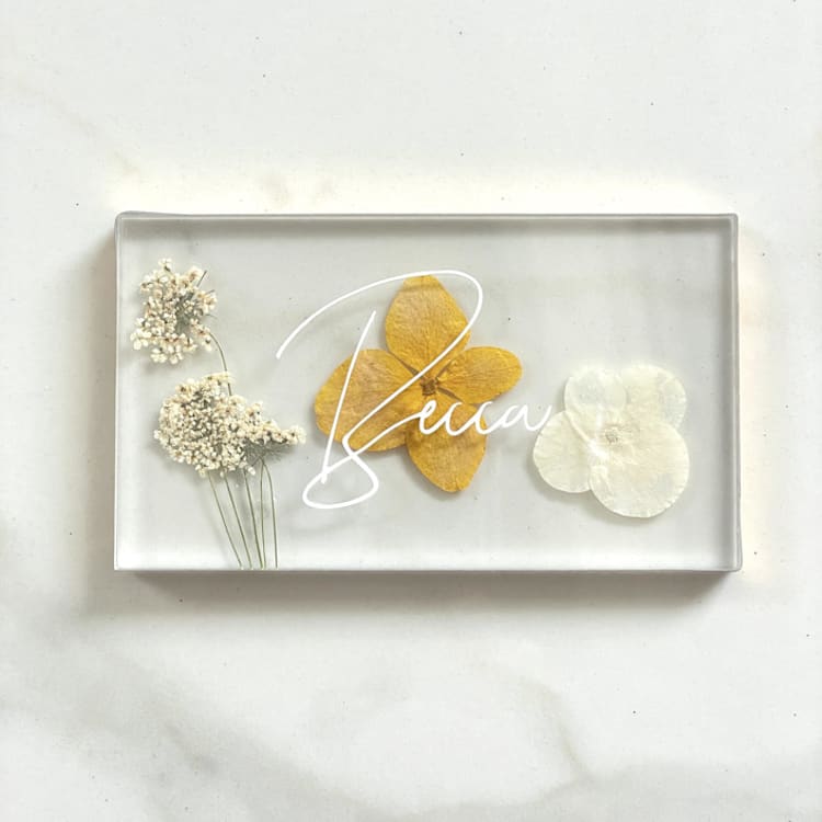 "Custom Floral Yellow Place Cards" - Place and Escort Cards in orange by Jasmine Jhunjhnuwala