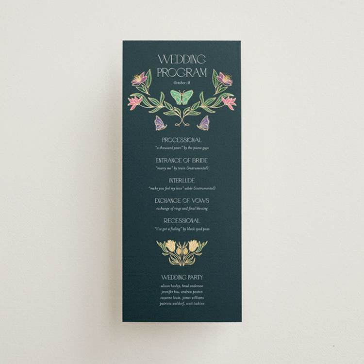 "Gilded Tapestry" - Wedding Programs in Midnight Garden by Simona Camp - Front