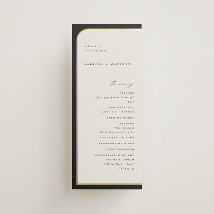 "Tuxedo" - Wedding Programs in Black Tie by Carolyn Nicks - Front