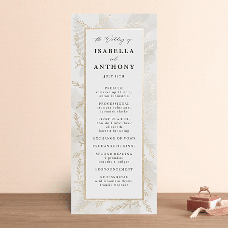 "Roses & Greenery" - Wedding Programs in Aubergine by Susan Moyal - Front