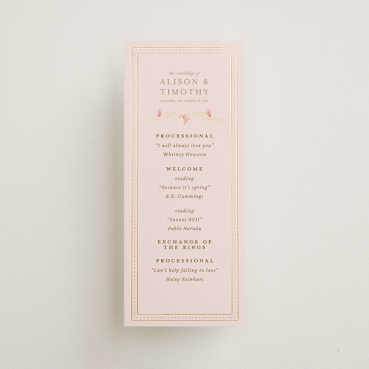 "Victorian" - Wedding Programs in Versailles by Claudia Orengo - Front