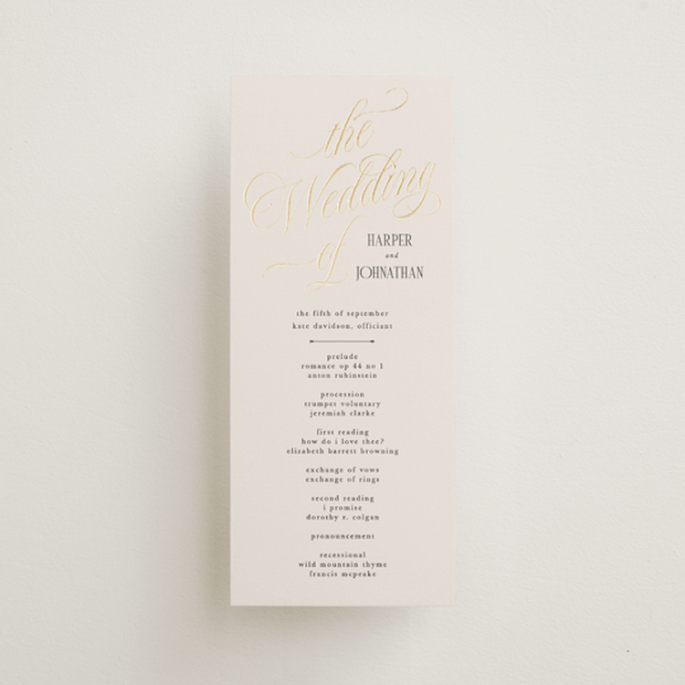"Mirin" - Wedding Programs in Linen by Kate Ahn - Front