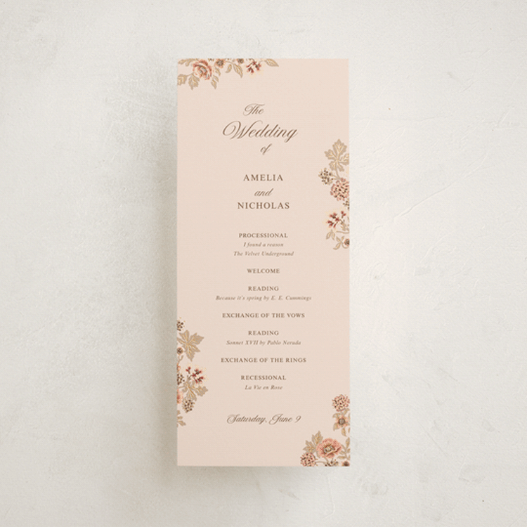 "Blooming path" - Wedding Programs in Chocolate by Paola Benenati - Front