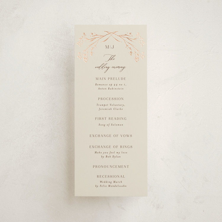 "Shining Florals" - Wedding Programs in Almond by frau brandt - Front