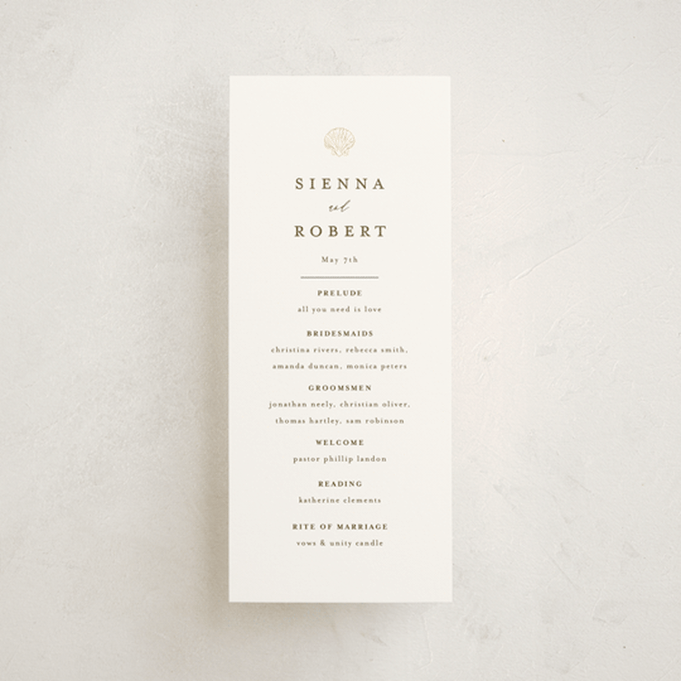 "By the Seashore" - Wedding Programs in Pearl by Maria Alou - Front