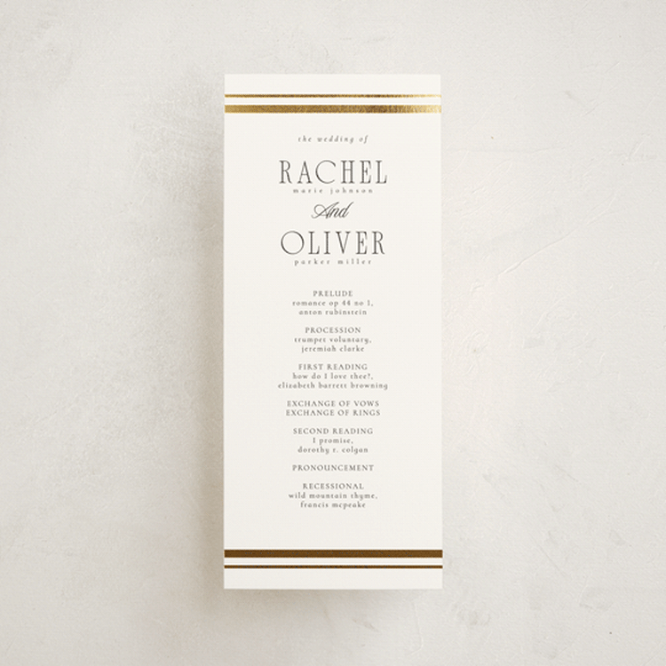 "Side Stripe" - Wedding Programs in Pearl by Nicole Walsh - Front