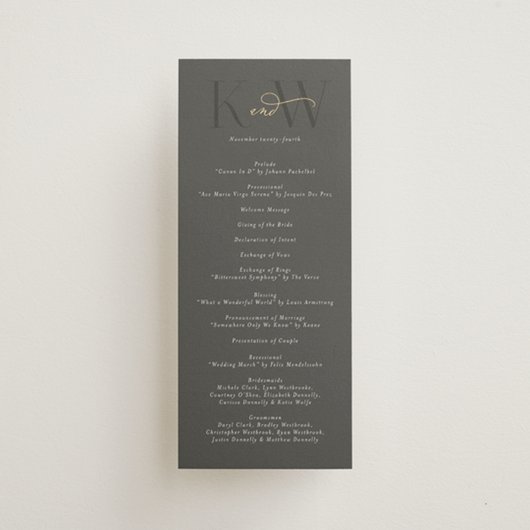 "Over Monogram" - Wedding Programs in Stormy by Jessica Williams - Front