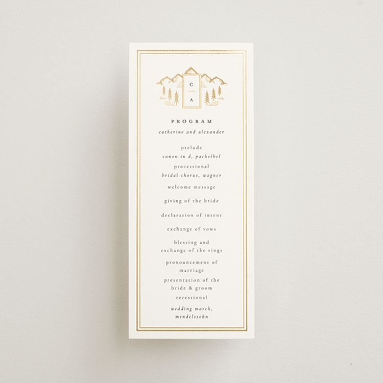 "Summit Serenity" - Wedding Programs in Quartz by Ana de Sousa - Front