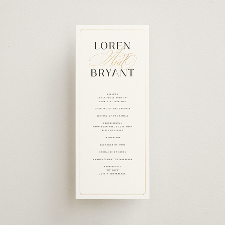 "Loren" - Wedding Programs in Cotton by Christie Garcia - Front