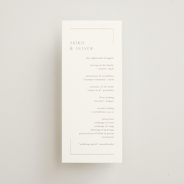 "The Gallery" - Wedding Programs in Quartz by Kristie Kern - Front