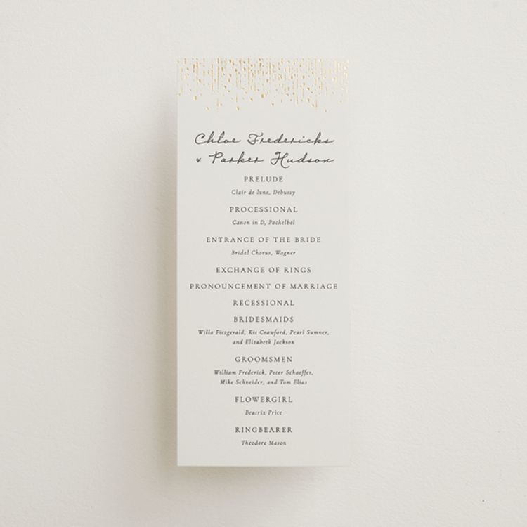 "Hand Illustrated Whimsical Chandelier" - Wedding Programs in Noir by Jackie Crawford - Front