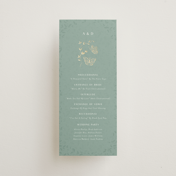 "Southern Romance" - Wedding Programs in Eucalyptus by Simona Camp - Front