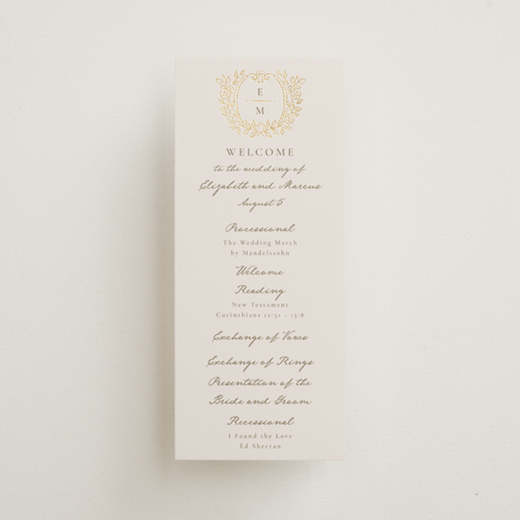 "Manuet" - Wedding Programs in Vanilla by Petra Kern - Front