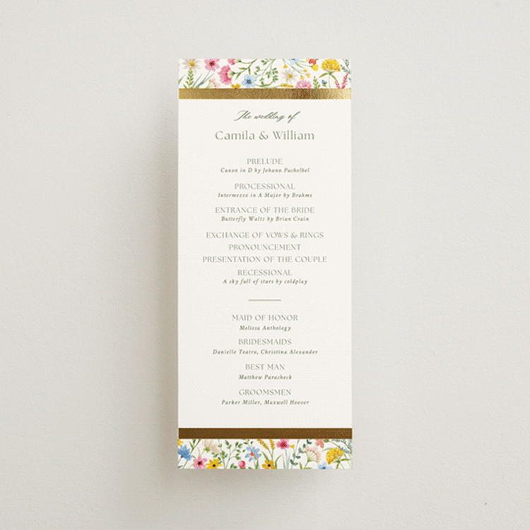 "Bright Garden" - Wedding Programs in Garden by Yaling Hou Suzuki - Front