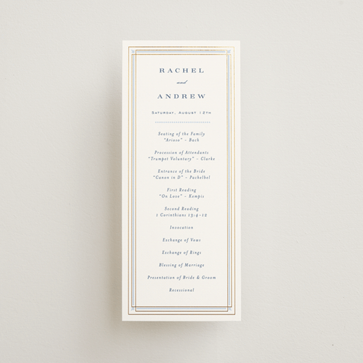 "Aurelia" - Wedding Programs in Dusty Blue by Janean Hinger - Front
