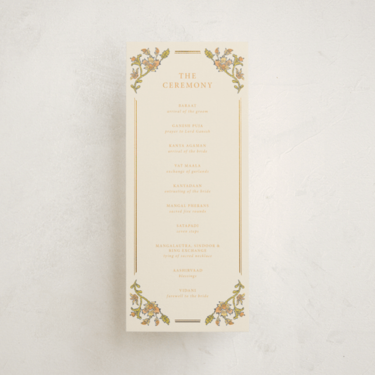 "Marigold" - Wedding Programs in Ochre by Hannah Bowman - Front