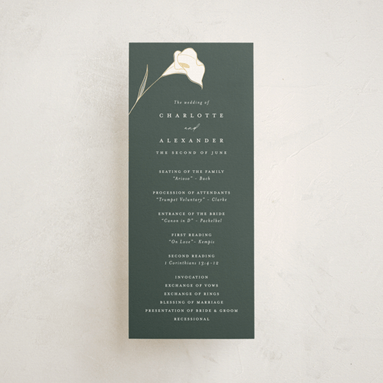 "Elegant Lillies" - Wedding Programs in Forest by Stacey Meacham - Front