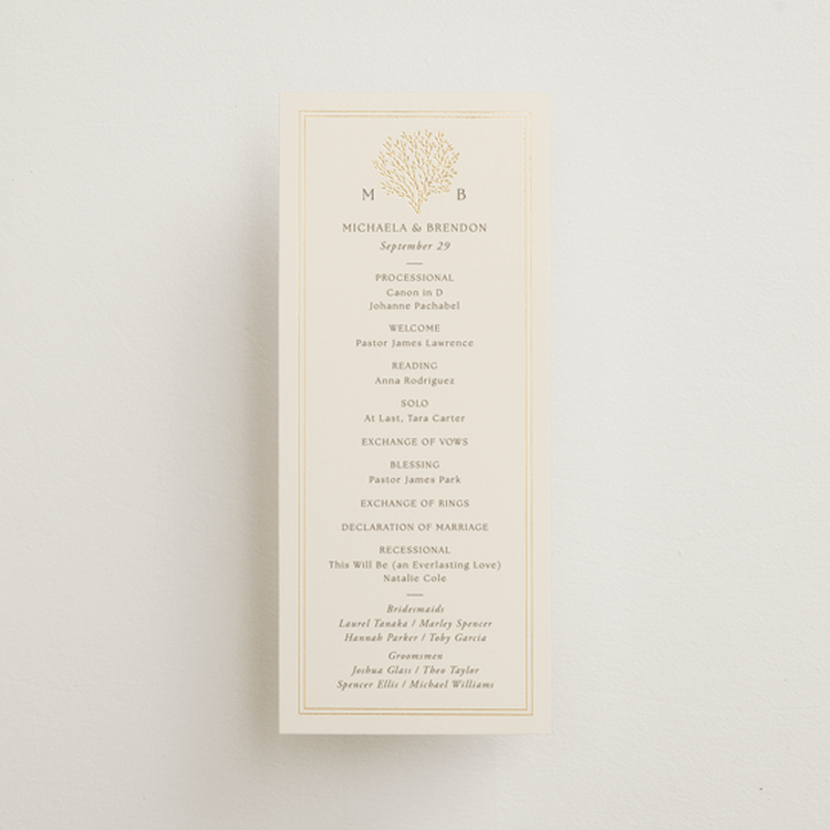 "Seaside" - Wedding Programs in Champagne by Griffinbell Paper Co. - Front