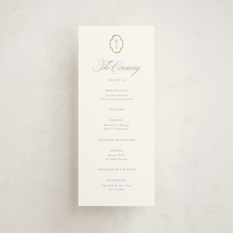 "Monatuk" - Wedding Programs in Fog by Ashlee Townsend - Front