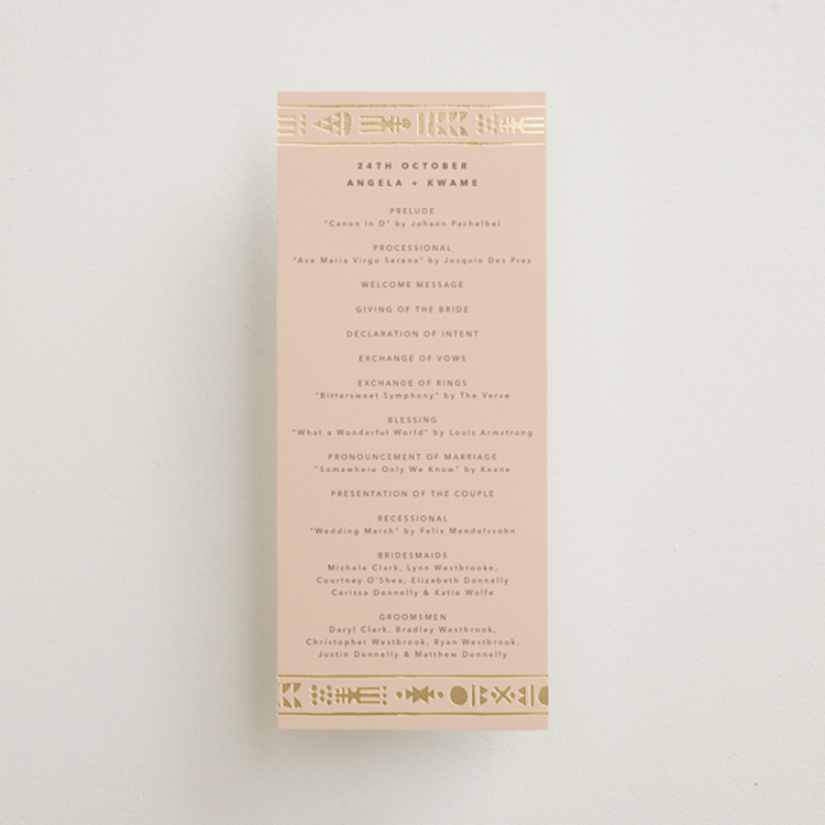 "Cultured Element" - Wedding Programs in Sahara by David Michuki - Front