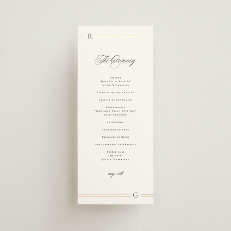 "Elencourt" - Wedding Programs in Quartz by Jelena Vuletic - Front