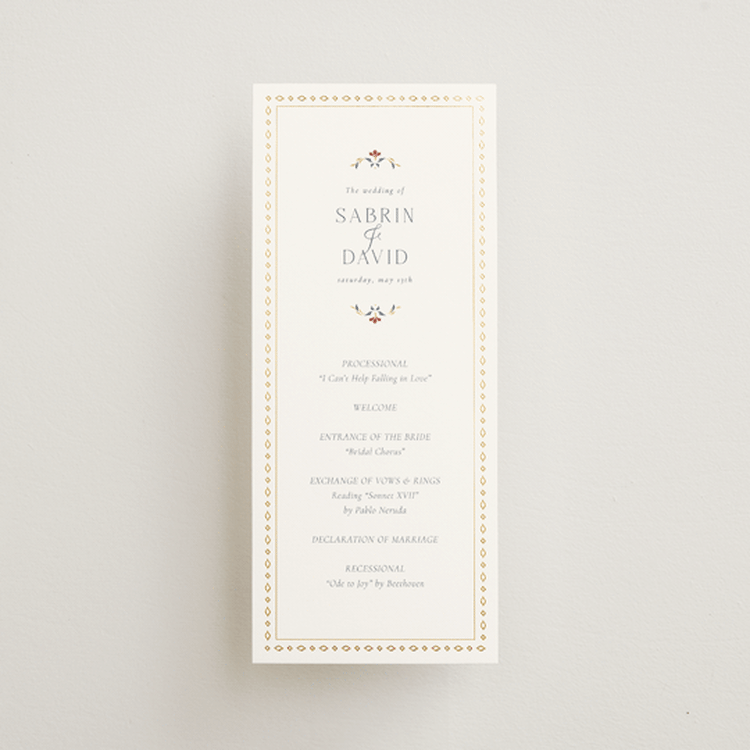 "Islamic Arch" - Wedding Programs in Scarlet by Sabrin Deirani - Front