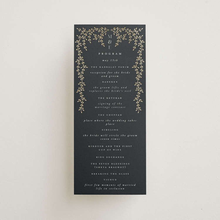 "Beautiful Chuppah" - Wedding Programs in Midnight by Ana de Sousa - Front