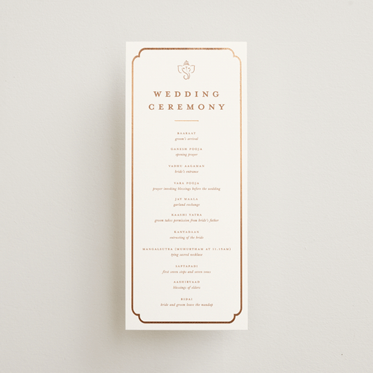 "Royal Wedding" - Wedding Programs in Pista by Teju Reval - Front