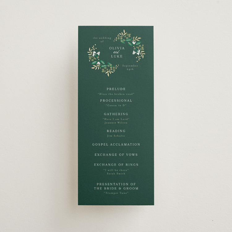 "Illuminated Storybook" - Wedding Programs in Evergreen by Alethea and Ruth - Front