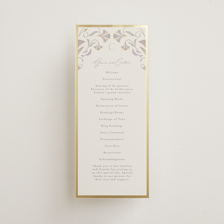 "Deco Nouveau" - Wedding Programs in Vanilla by lori jacobs wemple - Front