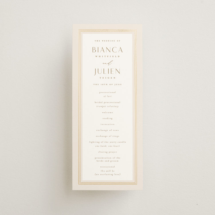 "Soleil" - Wedding Programs in Latte by Kristie Kern - Front