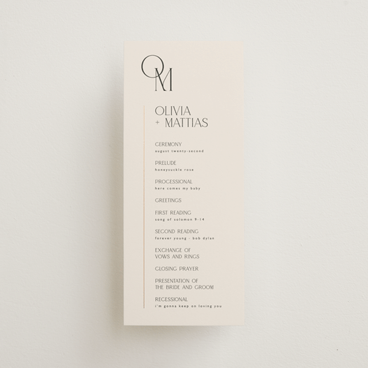 "Modern Corner" - Wedding Programs in Linen by Kelly Schmidt - Front