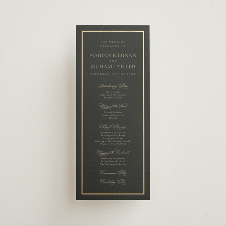 "Timeless Charm" - Wedding Programs in Charcoal by Lucrecia Caporale - Front