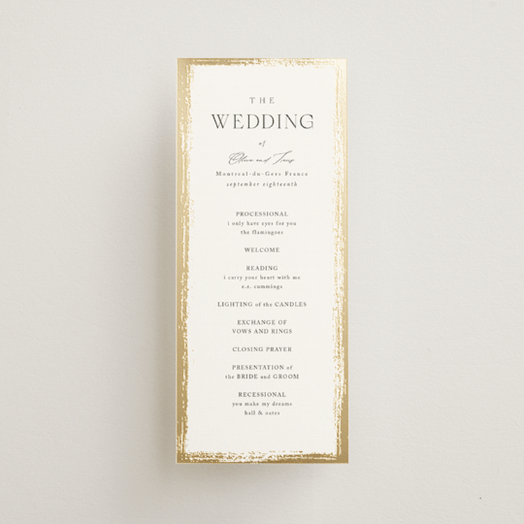 "Brushed Edge" - Wedding Programs in Silk by Kelly Schmidt - Front