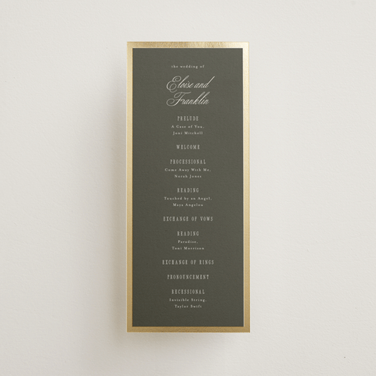 "Hillside" - Wedding Programs in Graphite by Everett Paper Goods - Front
