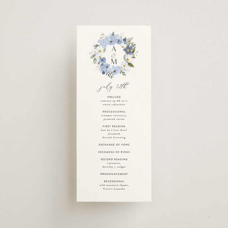 "Layered florals" - Wedding Programs in Serenity by Susan Moyal - Front