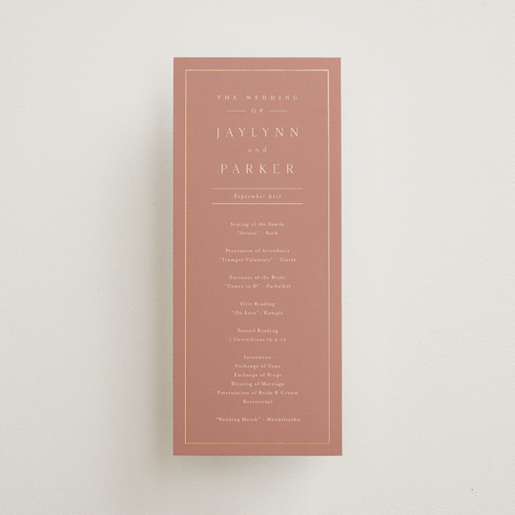 "Warm affection" - Wedding Programs in Dusty Rose by Stacey Meacham - Front