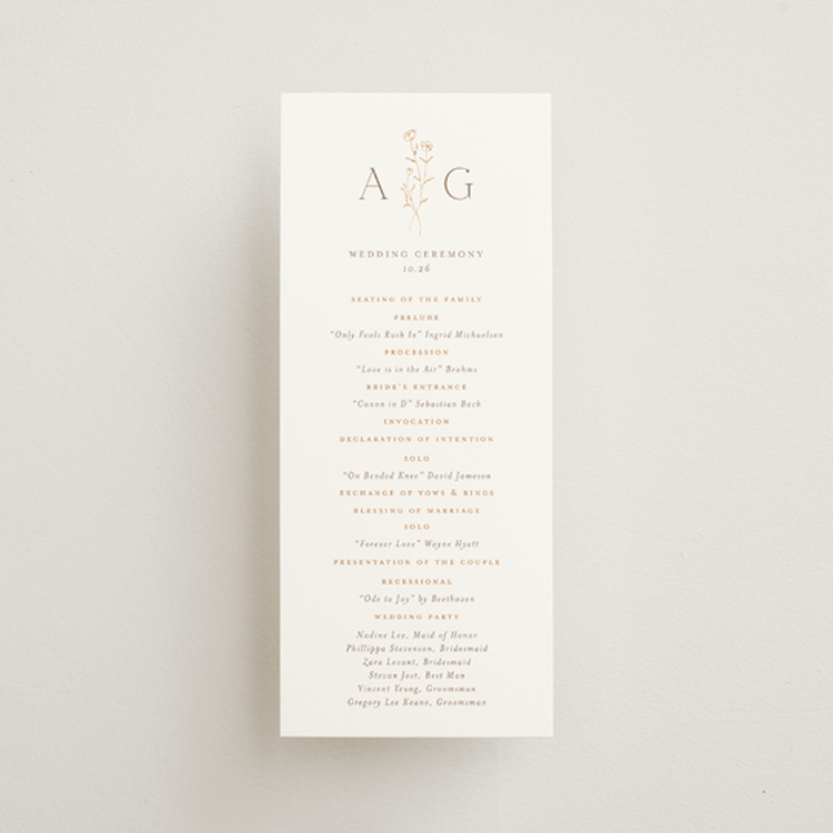 "Kouignette" - Wedding Programs in Chiffon by chocomocacino - Front